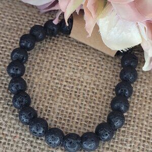 7" Volcano Beads Genuine Natural Women's Stretch Bracelet Essential Oils